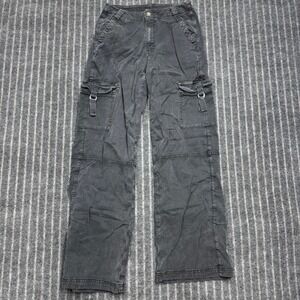 American Eagle Women 00 Black Cargo Stretch D-Ring Utility Pants (2406)
